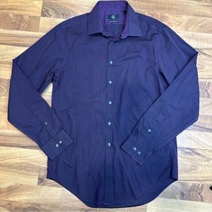 Calvin Klein Slim Fit Men’s Button-Down Shirt Medium‎ Purple/Black Pin Stripe
